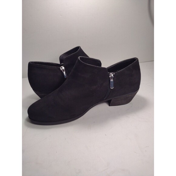 Torrid Black Faux Suede Side Dip / Zip Heel Ankle Booties Boots, Womens 10 .5 WW - Picture 8 of 15